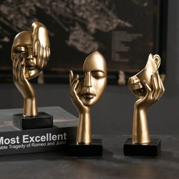 Statue Abstract Resin Desktop Ornaments Sculpture Miniature Figurines Face Character Nordic Art Crafts Office Nodic Home Decor 240508