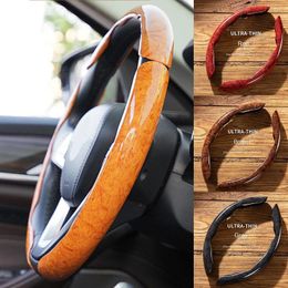 Steering Wheel Covers 15" Car Cover Wood Grain Texture Anti-Slip Protective D-shape Auto Interior Accessories