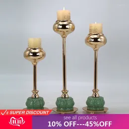 Candle Holders Ceramic Metal Candlestick 3 Pieces Golden Wedding Decoration Bar Party Family