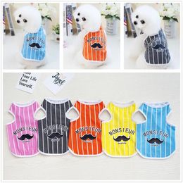 Dog Apparel Pet Clothes Summer Vest For Dogs Cats Puppy Small Beard Glasses Printed T-shirt Ropa Perro Verano