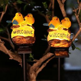 Solar Resin Floor Mounted Outdoor Animal and Bird Statues, Lawn Lights, Decorative Garden Lights