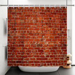 Shower Curtains Vintage Red Brick Waterproof Polyester Bathroom Curtain With Hooks Bath Drape Home Personality Decor