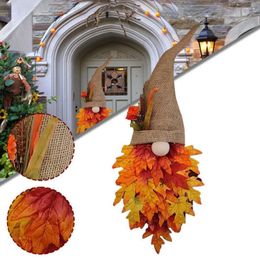 Decorative Flowers 1PC Autumn Hat Wreath Harvest Festival Garland Sunflower Door Hanging Wall Thanksgiving Day Home Decoration