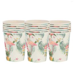 Disposable Cups Straws Paper Cup Hawaiian Party Beverage Luau Flamingo Coffee Craft Pool Beach Jungle Decorations Pretyzoom