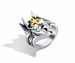 Punk Egypt Anubis Wolf Handsome Ring For Men High Quality Stainless Steel Silver Colour Rings Dropship8923009