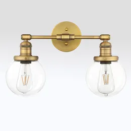 Wall Lamp Phansthy Double Sconce Vintage Industrial 2-Light Light With 5.9 Inches Clear Glass Canopy(Antique)