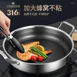 Pans Cooking Pot Non Stick Steak Frying Pan Kitchen Uncoated Wok Cookware 316 Stainless Steel Steamer Pots And