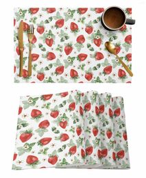 Table Mats Summer Fruit Strawberry Flower Placemat Wedding Party Dining Decor Linen Mat Kitchen Accessories Napkin