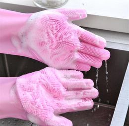 Kitchen dishwashing gloves thickened multifunctional silicone dishwashing brush household cleaning artifact oil heat insulation 2191071