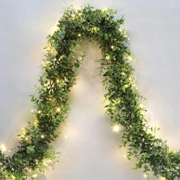 Decorative Flowers In Hanging Dark 180cm Decorations Vine For Wall Home Artificial Glowing Eucalyptus Decor Fake Ivy Garden Garland Plant