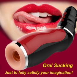 Real Oral Sucks Male Masturbator Deep Throat Clip Suction Sex Machine Induced Vibration Sex Moan Intimate Goods Sex Toys for Men S5634214
