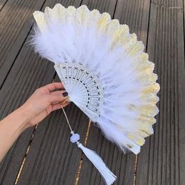 Decorative Figurines Lolita Dance Handheld Fan Gift Wedding Party Home Decoration Tea Feather Lace Folding Japanese Sweet Fairy