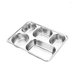 Plates For Dinner Divided Control Kids Stainless Steel 5 Compartment Tray Plate Restaurant Kitchen Tableware