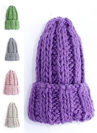 Women Winter Knitted Beanies Hat Warm Solid Caps Female Autumn Lady Ski Bonnet Skullies Chunky Thick Hat 2021 New5417359