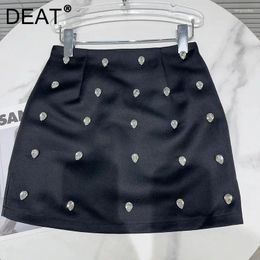Skirts 2024 Summer Collection Diamond Solid Color Bead Short For Women Fashion Wrapped Hip Skirt Female Trendy 11XX9130