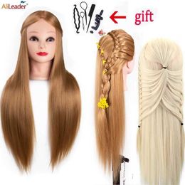 Mannequin Heads Human body model head black brown 26 inch synthetic hair hairstyle dummy doll hairdresser weaving Practise training Q240510