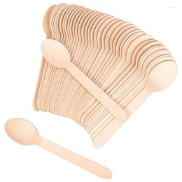 Disposable Flatware 100Pcs Wooden Spoons 6-Inch Biodegradable Sampling Tasting For Parties Camping Weddings Takeout Picnics