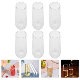 Disposable Cups Straws 6 Pcs Champagne Glass Sparkling Cup Ice Cream Containers Transparent Clear Plastic Glasses Party Desktop Storage