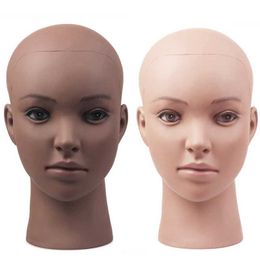 Mannequin Heads New female bald mannequin head with selective beauty Practise training for hair styling and wig making Q240510