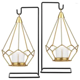 Candle Holders 2Pcs Gold Candlestick Metal Holder Taper Decorative For Home Decor CNIM