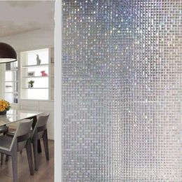 Window Stickers 3D Mosaic Static Square Privacy Film Glass Door Sticker Opaque Non-Adhesive Office Home Foil Decorative 45/60 300cm