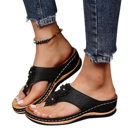 Sandals Summer Flip Flops Women Open Toe Comfy Slipper Elegant Flat Bottomed For Soft Sole Walking Footwear