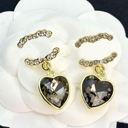 Crystal Heart Letter Earrings Designer Studs Jewellery Pearl Earring Brand Eardrop Stud Women Lover Gifts Couple 925 Silver Fashion Accessory