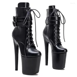 Dance Shoes Lace Up Fashion Women 20CM/8inches PU Upper Plating Platform Sexy High Heels Boots Pole 349