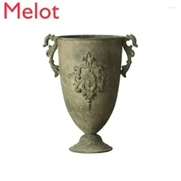 Vases Classical Flowerpot And Flower Vase Pot Vintage European-Style Iron Arrangement Vessel Decoration Furnishings