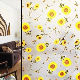 Window Stickers Stained Sun Flower Privacy Film Glass Frosted Transparent Opaque Bathroom Static Home Decor Decals