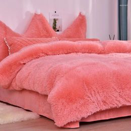 Bedding Sets Autumn Winter Warm Quilt Cover Mink Cashmere Crystal Fleece AB Double-sided Duvet Sheets Pillowcase Comforter