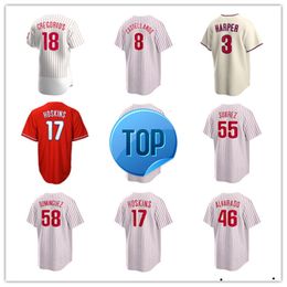 Philadelphia Custom Phillies Baseball Jerseys Trea Turner 8 Nick Castellanos 16 Brandon Marsh 19 Cristian Pache 18 Johan Rojas 12 Kyle Schwarber