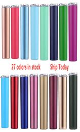 promtion 20OZ Skinny Tumblers Stainless Steel Skinny Cup with lid Straw multicolor double wall vacuum insulation water bottles fla7466425