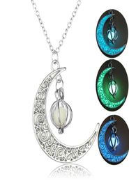 Luminous Pendant Necklaces Moon Glowing Necklace Gem Charm Jewellery Silver Plated Women Stone Beads Choker Necklace Gifts9876165
