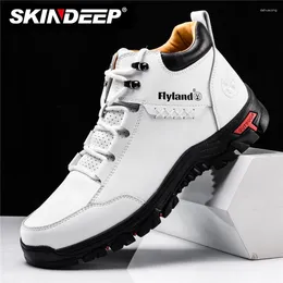 Casual Shoes SKINDEEP Winter Men's Ankle Boots Leather Fashion Vintage Hand Stitching Soft Work Office Luxury Sneakers Men