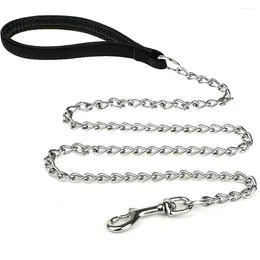 Dog Collars Chain Leash Metal Lead Training Steel Heavy Duty Chew Proof Pet With Padded Handle For Medium And Large Dogs