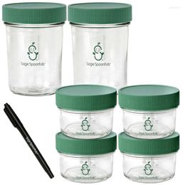 Storage Bottles Glass Food Containers With Twist-Off Lids (6-Pack) Container Jars Small Contain
