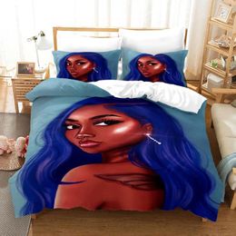Bedding Sets African Beautiful Girl 3D Printed Set Duvet Covers Pillowcases Comforter Bedclothes Bed Linen(NO Sheet)