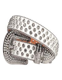 Fashion Western Rhinestones Belt Removable Buckle Cowboy Cowgirl Leather Bling Crystal Luxury Belts For Women Men1145717