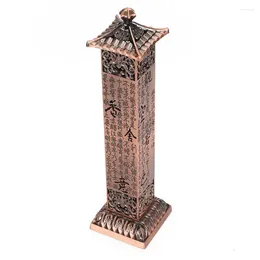 Decorative Figurines Antique Vertical Incense Burner Red Copper Heart Sutra Decor Tea Room Decoration Carving Spice Holder