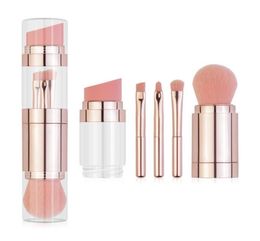 Makeup Brushes 5 In 1 Retractable Foundation Eyebrow Shadow Eyeliner Blush Powder Brush Cosmetic Concealer Maquiagem With Lid4665923