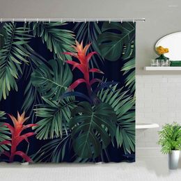 Shower Curtains 3D Tropical Palm Leaves Green Plant Printed Curtain Fabric Polyester Waterproof For Bathroom Bath Screen Tende