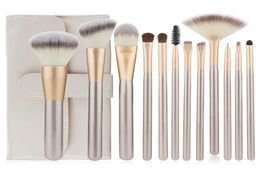 12pcs Professional Makeup Brushes Set Champagne Gold Blush Powder Foundation Make Up Brush Eyeshadow Brushes Cosmetics Beauty Tool5112052