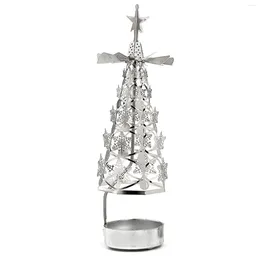 Candle Holders Revolving Lantern Home Bedroom Wedding Party Stainless Steel Romantic Holder Decoration Rotating Candlestick Tree Shape Stand