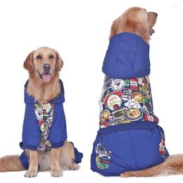 Dog Apparel Big Pet Clothing Warm Cotton Leisure Autumn Style Jumpsuit Winter Coat Large Prints Jacket
