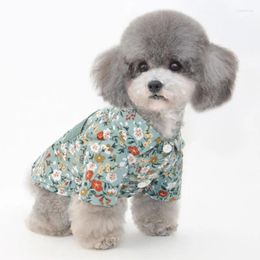 Dog Apparel Printing Green Puppy Clothes For Small Medium Dogs Cute Cotton Jumpsuit Chihuahua Yorkshire Teddy Spring Fashion Pet Costume