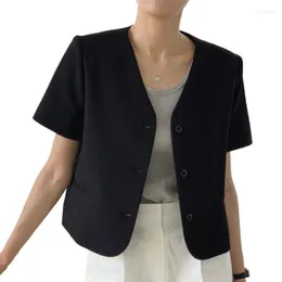 Women's Jackets Summers Blazered Casual Open Front Short Sleeve Office Bussiness