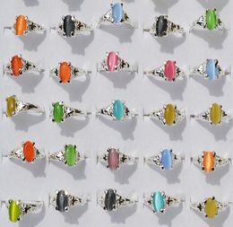 Colourful Natural Cat Eye Gemstone Stone Silver Plated Rings R10 New Jewellery 100pcslot2123913