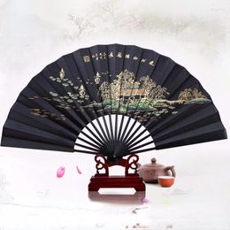 Decorative Figurines Folding Fan Chinese Style Ventilatore Calligraphy Painting Hand Abanicos Para Boda Bamboo Ventilator Portable Gift