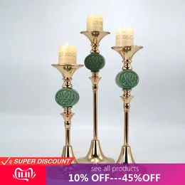 Candle Holders Antique Retro Gold Candlestick Tall Bronze Silver Wedding Party Candelabra Vintage Metal Home Decor Christmas